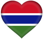 Die Landesflagge von Gambia in Herzform