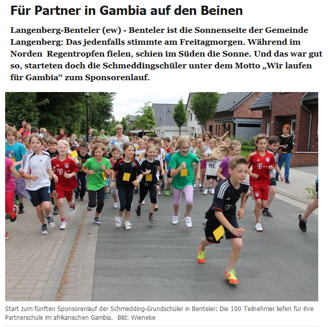 Ein Sponsorenlauf von Schülern in Benteler